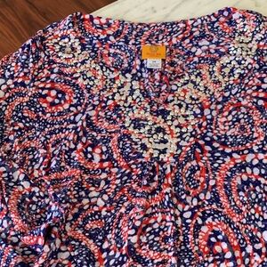 Ruby Rd. Red and Blue Patterned Top